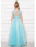 Turquoise Lace Tulle Flower Girl Dress Tutu Dress Birthday Girl Dress